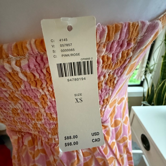 Anthropologie Pink and Yellow Geometric Strapless Maxi Dress - Picture 4 of 4